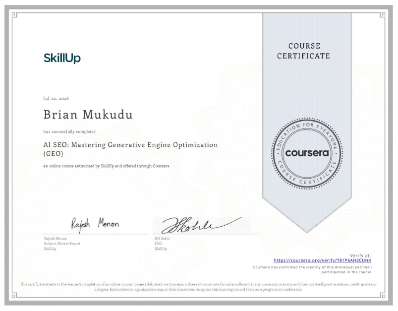 AI SEO certificate